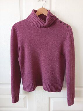 Lauren Ralph Lauren Women's Purple Turtleneck Wool Cashmere Sweater Size L